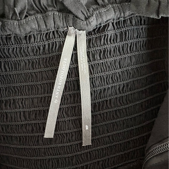 Anthropologie Black Slim Square Neck Ruffle Button Down Dress - Picture 8 of 12